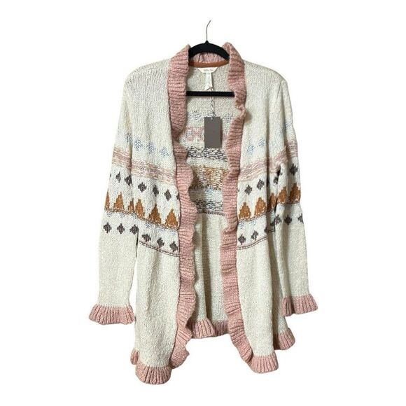 Matilda Jane Size L Just Imagine Jacie Womens Knit Winter Ruffled Cardigan New - Picture 1 of 5